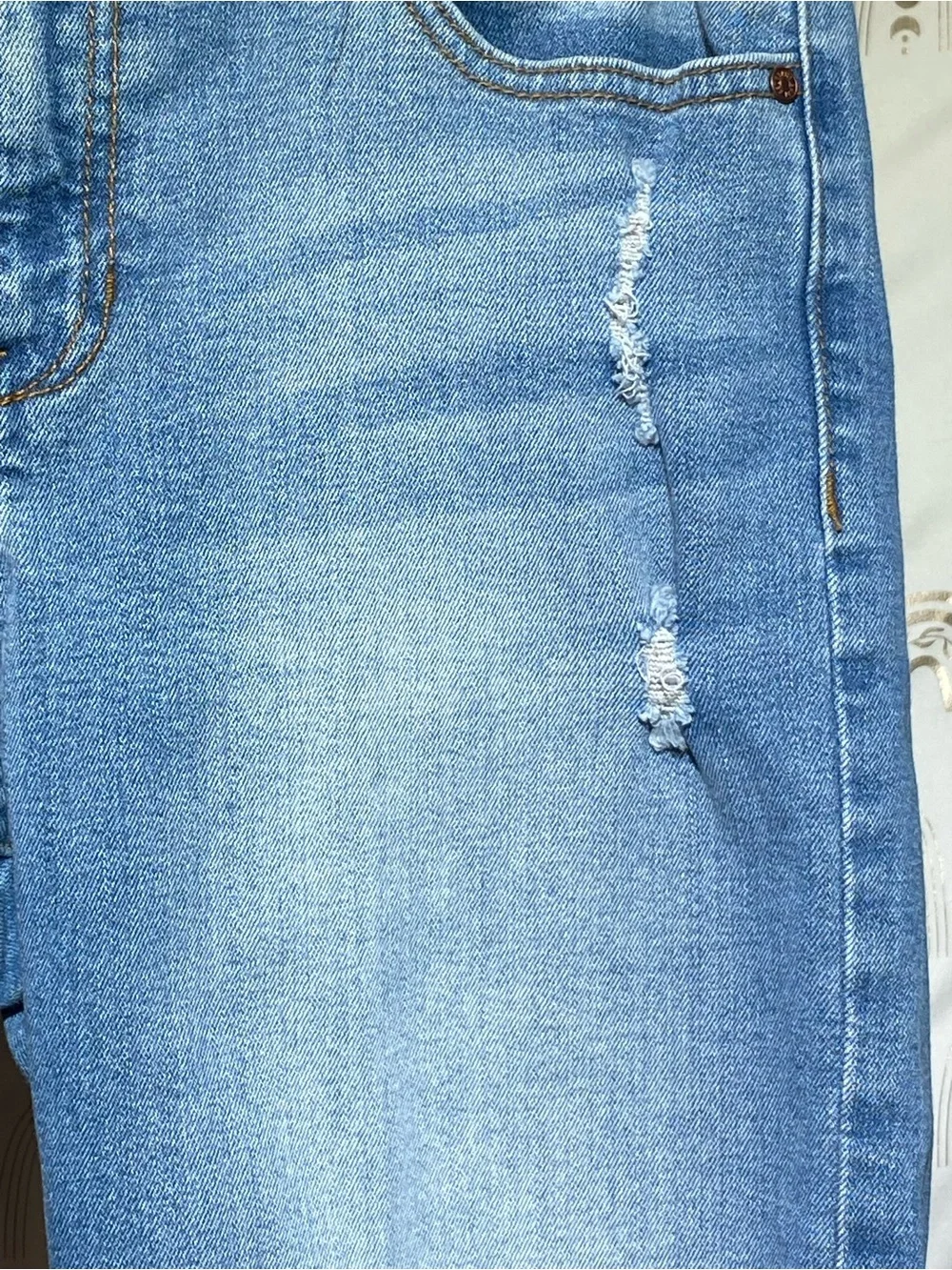 Celebrity Pink Light Blue Rolled Cuff Denim Bermuda Shorts